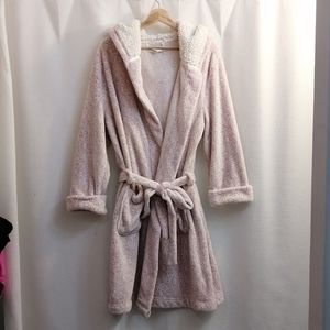Plush Fleece Robe with Hood- Lavender
